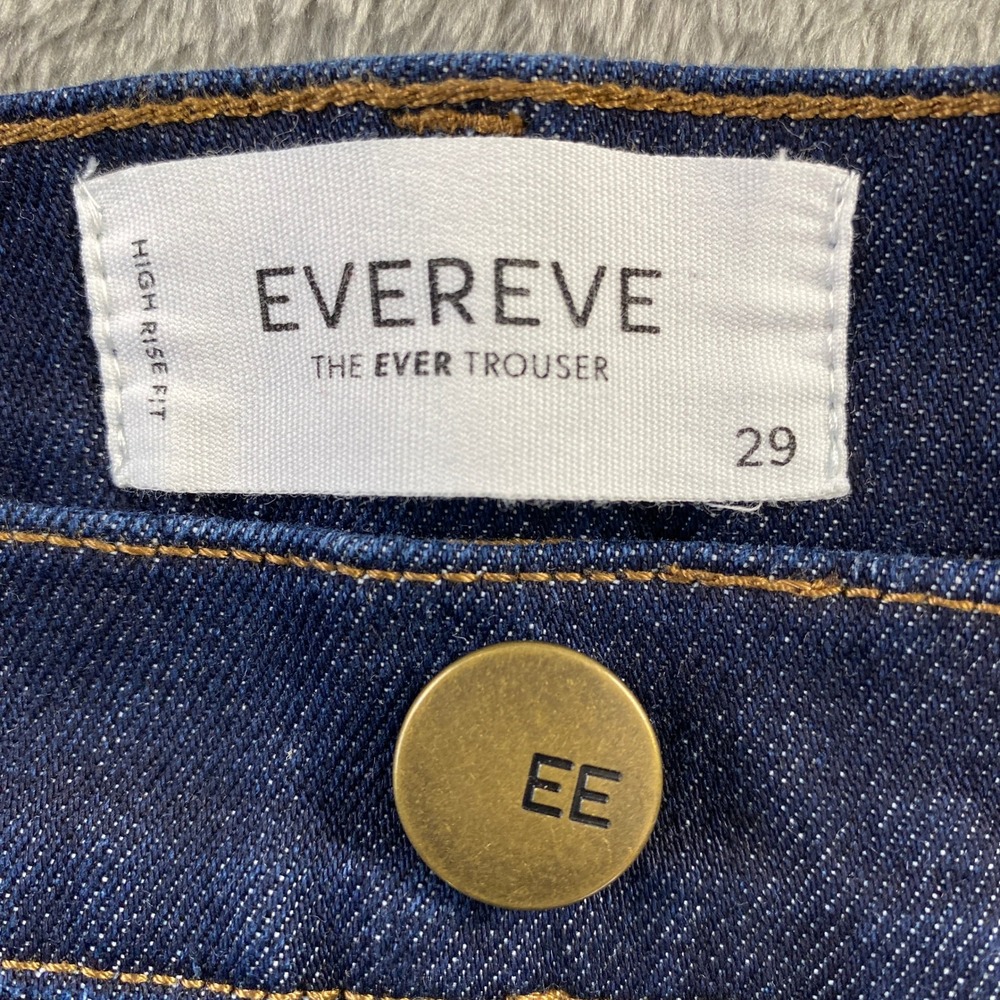 Evereve The Ever Trouser Jeans Womens 29 Blue Dark Wash High Rise Wide Leg EUC - Picture 3 of 15